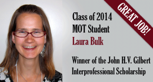 Laura achieves the Gilbert Interprofessional Scholarship
